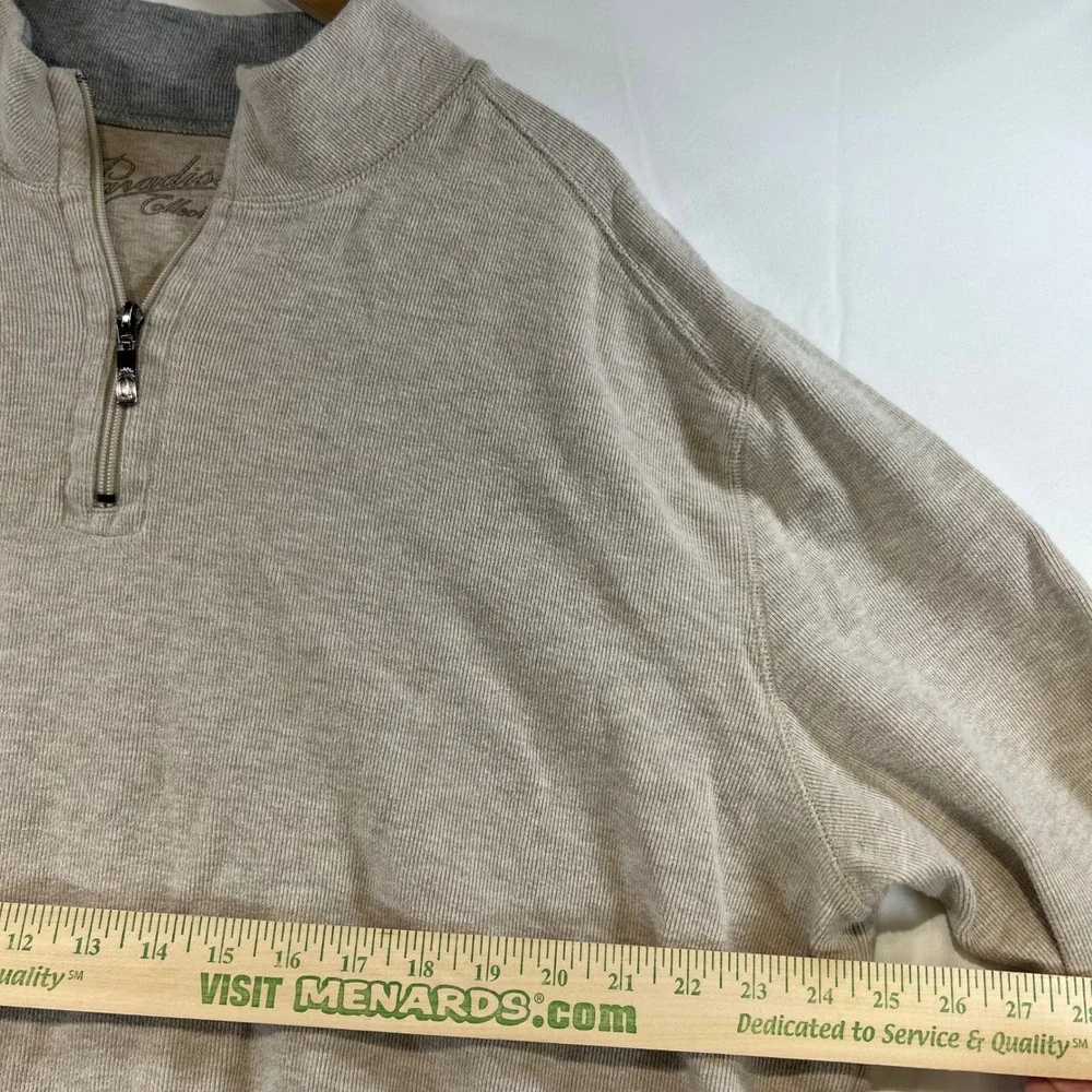VTG Paradise Collection Old Money Quarter Zip XXL Cotton Preppy Beige Sweater
